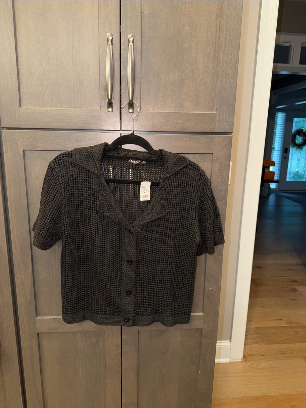 Aster brand, Black Knit Short Sleeve Button Cardigan NWT Size M